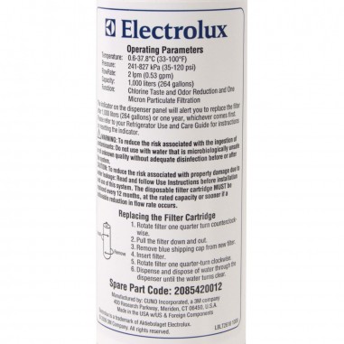 Filtre 2085420012 pour frigo - Filtre à eau 2085420012 d'origine Electrolux - Arthur Martin - AEG - FAURE