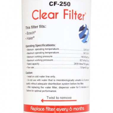 Filtre UltraClarity 644845 compatible pour frigo Bosch - Siemens - Haier - Clear Filter CF-250